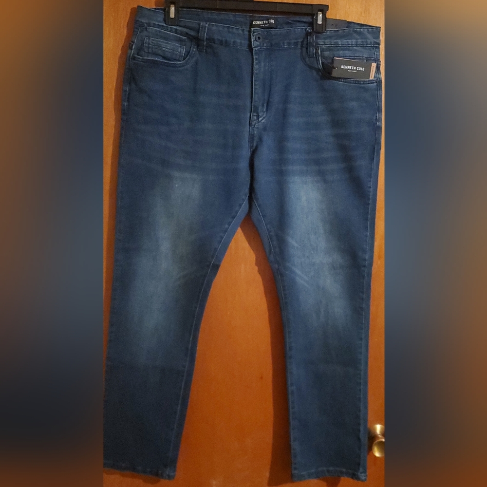 Kenneth Cole New York Regular Fit Blue Denim Stretch Jeans 42x32